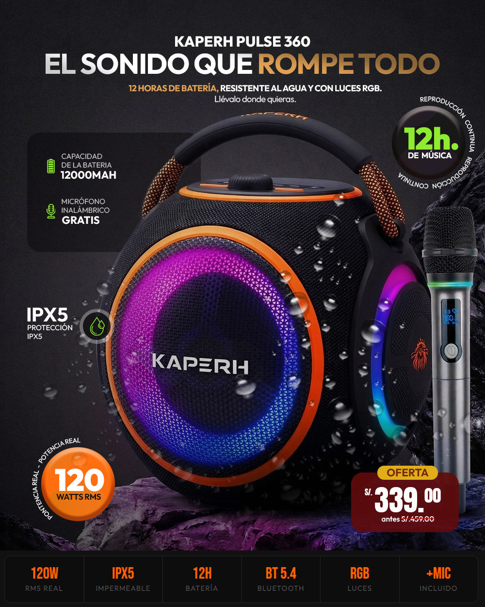 KAPERH Pulse 360 - Sonido Profesional + Regalo 🎁
