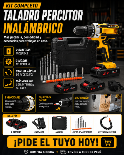 Taladro Percutor + Doble Batería 🎁