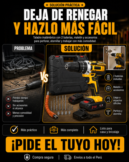 Taladro Percutor + Doble Batería 🎁